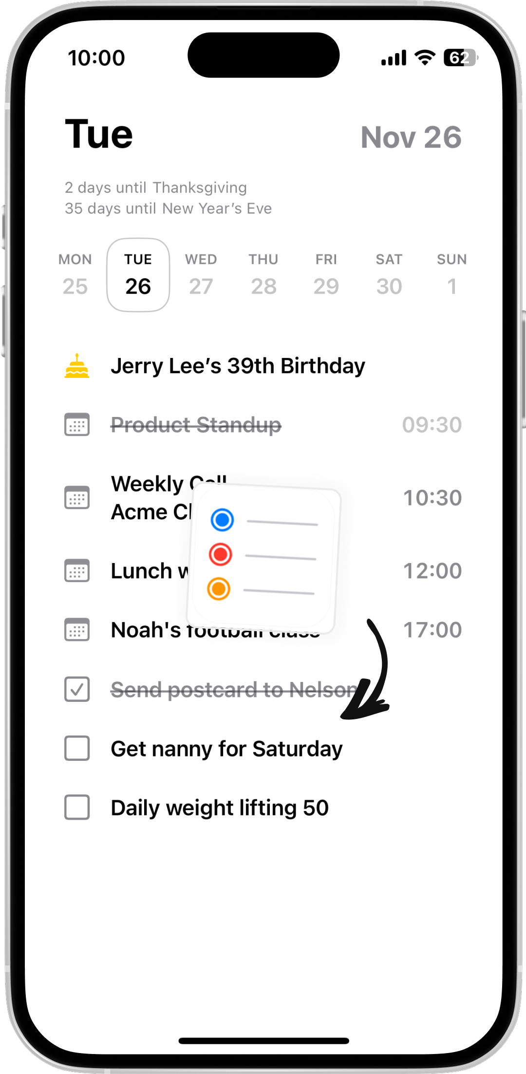 View Reminders On Your Day